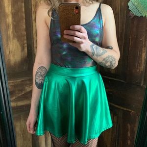 Festival/rave green metallic skater skirt